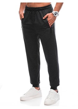 Spodnie męskie dresowe 1429P - grafitowe ze sklepu Edoti w kategorii Spodnie męskie - zdjęcie 165194037