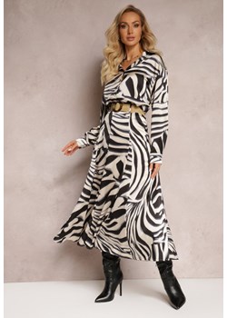 Czarna Długa Spódnica z Plecionym Paskiem Ozdobiona Animal Printem Gabas ze sklepu Renee odzież w kategorii Spódnice - zdjęcie 165194648