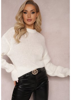 Biały Sweter o Klasycznym Fasonie z Wełną i Ściągaczami Tuzza ze sklepu Renee odzież w kategorii Swetry damskie - zdjęcie 165207229