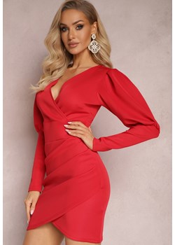 Czerwona Dopasowana Sukienka Mini o Asymetrycznym Kroju Beomia ze sklepu Renee odzież w kategorii Sukienki - zdjęcie 165207279