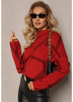 Czerwony Luźny Golf w Geometryczny Print Ataloggia ze sklepu Renee odzież w kategorii Swetry damskie - zdjęcie 165207419