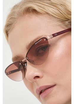 Armani Exchange okulary przeciwsłoneczne damskie kolor bordowy ze sklepu ANSWEAR.com w kategorii Okulary przeciwsłoneczne damskie - zdjęcie 165210469