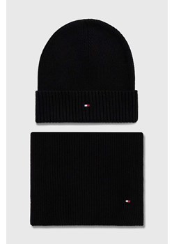 Tommy Hilfiger czapka i szalik z domieszką kaszmiru kolor czarny ze sklepu ANSWEAR.com w kategorii Dodatki męskie - zdjęcie 165210558