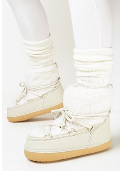 Beżowe Śniegowce za Kostkę z Futerkiem Narelona ze sklepu born2be.pl w kategorii Śniegowce damskie - zdjęcie 165218137