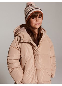 Reserved - Ocieplany płaszcz z kapturem - beżowy ze sklepu Reserved w kategorii Płaszcze dziewczęce - zdjęcie 165222086