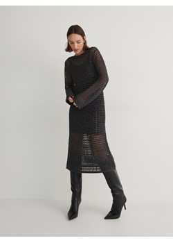 Reserved - Ażurowa sukienka z metalizowaną nicią - czarny ze sklepu Reserved w kategorii Sukienki - zdjęcie 165237516