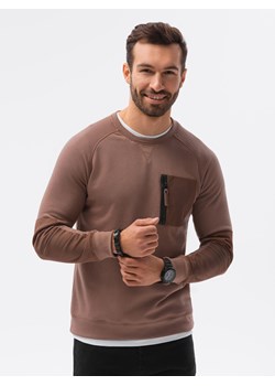 Bluza męska z reglanowym rękawem - brązowa V3 OM-SSNZ-0122 ze sklepu ombre w kategorii Bluzy męskie - zdjęcie 165294837