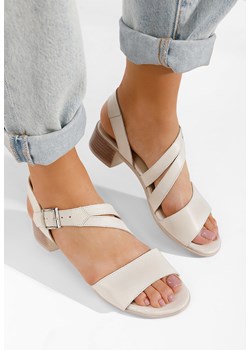 Beżowe sandały damskie skórzane Savina ze sklepu Zapatos w kategorii Sandały damskie - zdjęcie 165297256