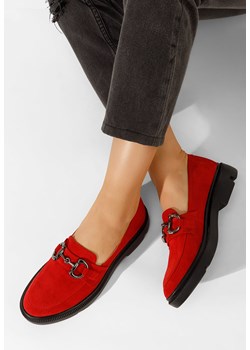 Czerwone mokasyny damskie skórzane Duquesa ze sklepu Zapatos w kategorii Mokasyny damskie - zdjęcie 165297318