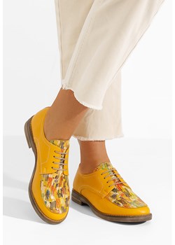 Żółte oxfordy damskie skórzane Radiant ze sklepu Zapatos w kategorii Półbuty damskie - zdjęcie 165297925