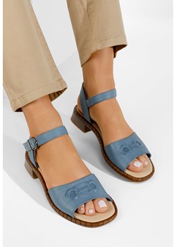 Niebieskie sandały damskie skórzane Yolanda ze sklepu Zapatos w kategorii Sandały damskie - zdjęcie 165297986