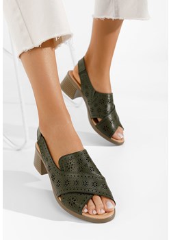 Zielone sandały damskie skórzane Lisiana ze sklepu Zapatos w kategorii Sandały damskie - zdjęcie 165298069