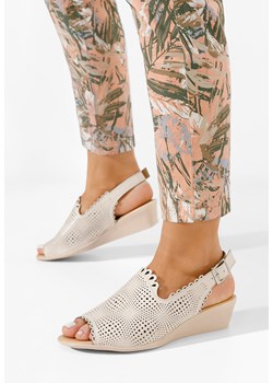 Beżowe sandały damskie skórzane Claudia ze sklepu Zapatos w kategorii Sandały damskie - zdjęcie 165298075