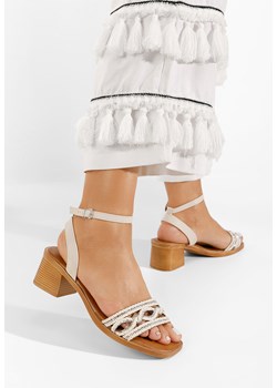 Beżowe sandały z kryształka Elmara ze sklepu Zapatos w kategorii Sandały damskie - zdjęcie 165298155