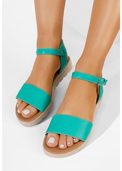 Turkusowe sandały damskie skórzane Zeraha ze sklepu Zapatos w kategorii Sandały damskie - zdjęcie 165298156