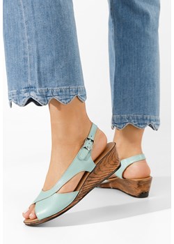 Niebieski sandały damskie skórzane Rhonia ze sklepu Zapatos w kategorii Sandały damskie - zdjęcie 165298157