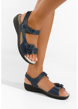 Granatowe sandały płaski Serva ze sklepu Zapatos w kategorii Sandały damskie - zdjęcie 165298239