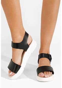 Czarne sandały damskie skórzane Tiella ze sklepu Zapatos w kategorii Sandały damskie - zdjęcie 165298669