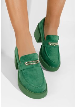 Zielone mokasyny na słupku Agnessa ze sklepu Zapatos w kategorii Mokasyny damskie - zdjęcie 165298689