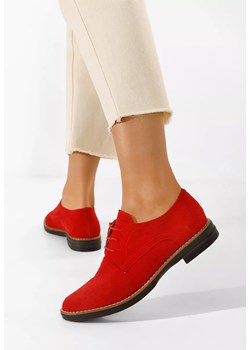 Czerwone oxfordy damskie skórzane Otivera V2 ze sklepu Zapatos w kategorii Półbuty damskie - zdjęcie 165298829