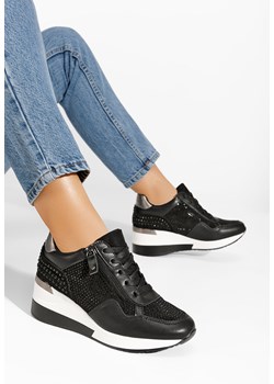 Czarne sneakersy na koturnie Karena ze sklepu Zapatos w kategorii Buty sportowe damskie - zdjęcie 165299005