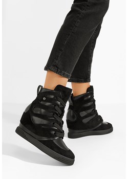 Czarne sneakersy damskie na koturnie Kaia ze sklepu Zapatos w kategorii Buty sportowe damskie - zdjęcie 165299299