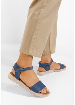 Granatowe sandały damskie skórzane Zeraha ze sklepu Zapatos w kategorii Sandały damskie - zdjęcie 165299497