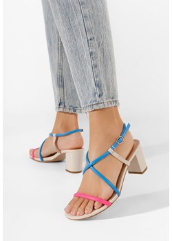 Beżowe sandały na słupku Tina ze sklepu Zapatos w kategorii Sandały damskie - zdjęcie 165299556