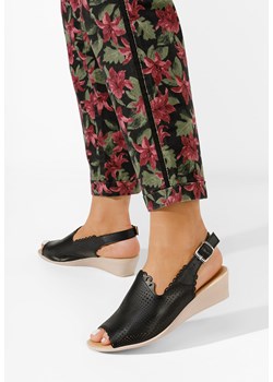 Czarne sandały damskie skórzane Claudia ze sklepu Zapatos w kategorii Sandały damskie - zdjęcie 165299577