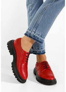 Czerwone półbuty damskie skórzane Henise V3 ze sklepu Zapatos w kategorii Półbuty damskie - zdjęcie 165299678