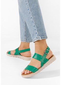 Zielone sandały skórzane Oniega ze sklepu Zapatos w kategorii Sandały damskie - zdjęcie 165299766