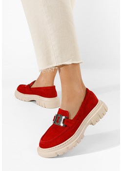 Czerwone skórzane mokasyny Haza V3 ze sklepu Zapatos w kategorii Espadryle damskie - zdjęcie 165299856