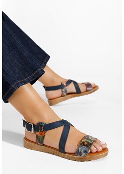 Granatowe sandały damskie skórzane Tamala ze sklepu Zapatos w kategorii Sandały damskie - zdjęcie 165300067