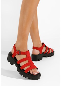 Czerwone sandały na platformie Ribiera ze sklepu Zapatos w kategorii Sandały damskie - zdjęcie 165300079