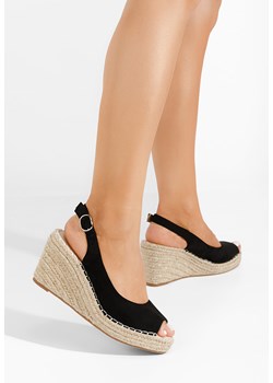 Czarne sandały na koturnie Alidora ze sklepu Zapatos w kategorii Sandały damskie - zdjęcie 165300177
