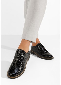 Czarne oxfordy damskie skórzane Otivera V5 ze sklepu Zapatos w kategorii Półbuty damskie - zdjęcie 165300357