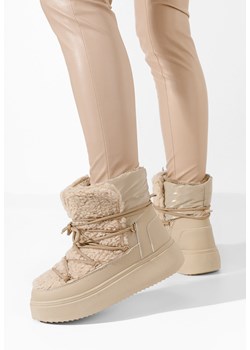 Beżowe zimowe buty damskie Lisovia ze sklepu Zapatos w kategorii Śniegowce damskie - zdjęcie 165300468