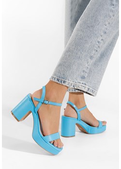 Niebieskie sandały na słupku Salsama ze sklepu Zapatos w kategorii Sandały damskie - zdjęcie 165300628