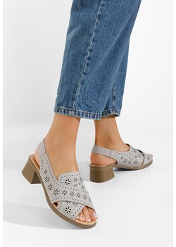 Szare sandały damskie skórzane Lisiana ze sklepu Zapatos w kategorii Sandały damskie - zdjęcie 165300648