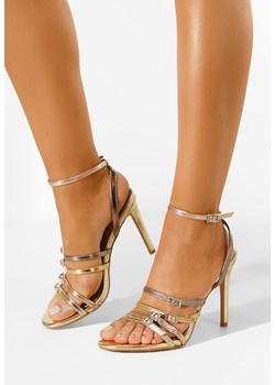 Złote sandały na szpilce Helina ze sklepu Zapatos w kategorii Sandały damskie - zdjęcie 165300746