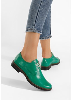 Zielone oxfordy damskie skórzane Otivera ze sklepu Zapatos w kategorii Półbuty damskie - zdjęcie 165300755