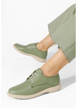 Zielone oxfordy damskie skórzane Karysa ze sklepu Zapatos w kategorii Półbuty damskie - zdjęcie 165300807