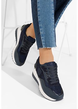 Granatowe sneakersy na koturnie Virona ze sklepu Zapatos w kategorii Buty sportowe damskie - zdjęcie 165300816