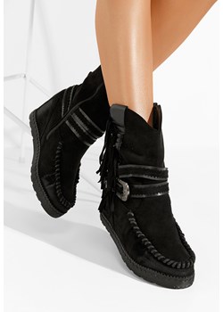 Czarne botki na koturnie Elix ze sklepu Zapatos w kategorii Botki - zdjęcie 165300965