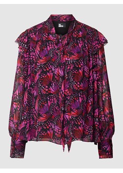 Bluzka z wiskozy z wiązaniem pod szyją i wzorem na całej powierzchni ze sklepu Peek&Cloppenburg  w kategorii Koszule damskie - zdjęcie 165302005