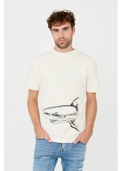 PALM ANGELS Beżowy t-shirt Broken Shark, Wybierz rozmiar S ze sklepu outfit.pl w kategorii T-shirty męskie - zdjęcie 165311127