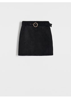 Reserved - Spódnica mini z imitacji zamszu - czarny ze sklepu Reserved w kategorii Spódnice - zdjęcie 165333805