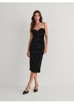 Reserved - Cekinowa sukienka midi - czarny ze sklepu Reserved w kategorii Sukienki - zdjęcie 165334348