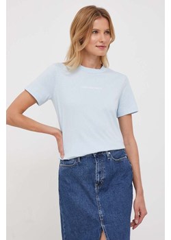 Calvin Klein Jeans t-shirt bawełniany kolor niebieski ze sklepu ANSWEAR.com w kategorii Bluzki damskie - zdjęcie 165343249