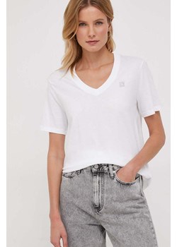 Calvin Klein Jeans t-shirt bawełniany damski kolor biały ze sklepu ANSWEAR.com w kategorii Bluzki damskie - zdjęcie 165343709